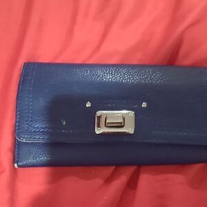 Elegant Blue Leather Clutch